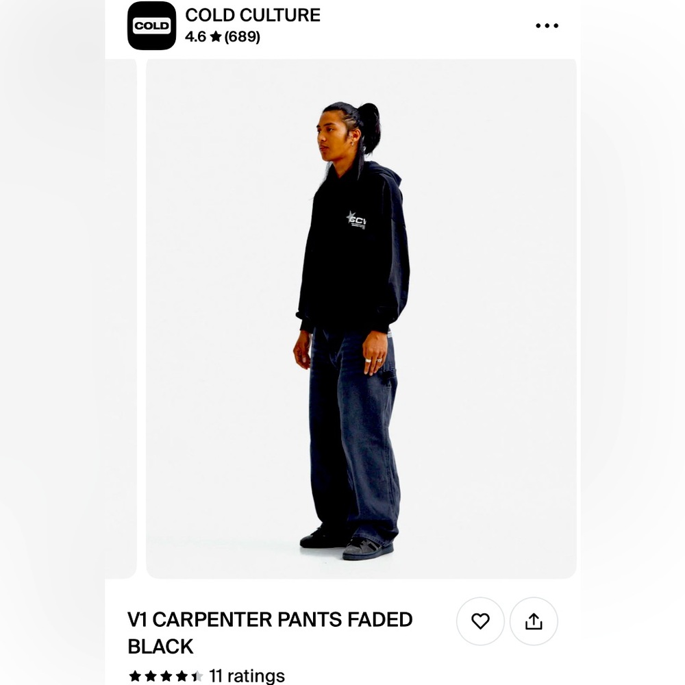 V1 carpenter pants. Faded black. XL. New. Never worn.
